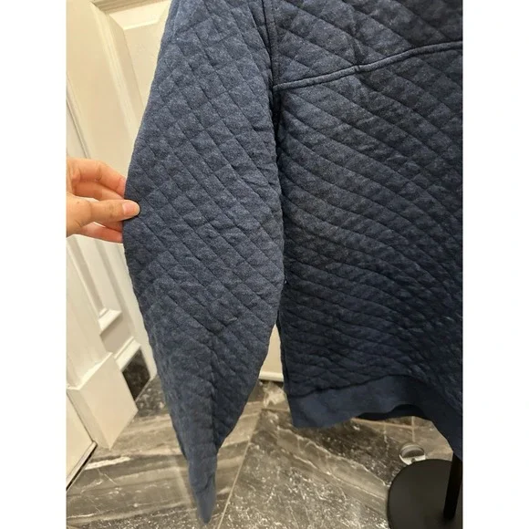 Womens PATAGONIA Blue Quilted Snap T Organic Cotton Pullover Sweater Large - Picture 3 of 8